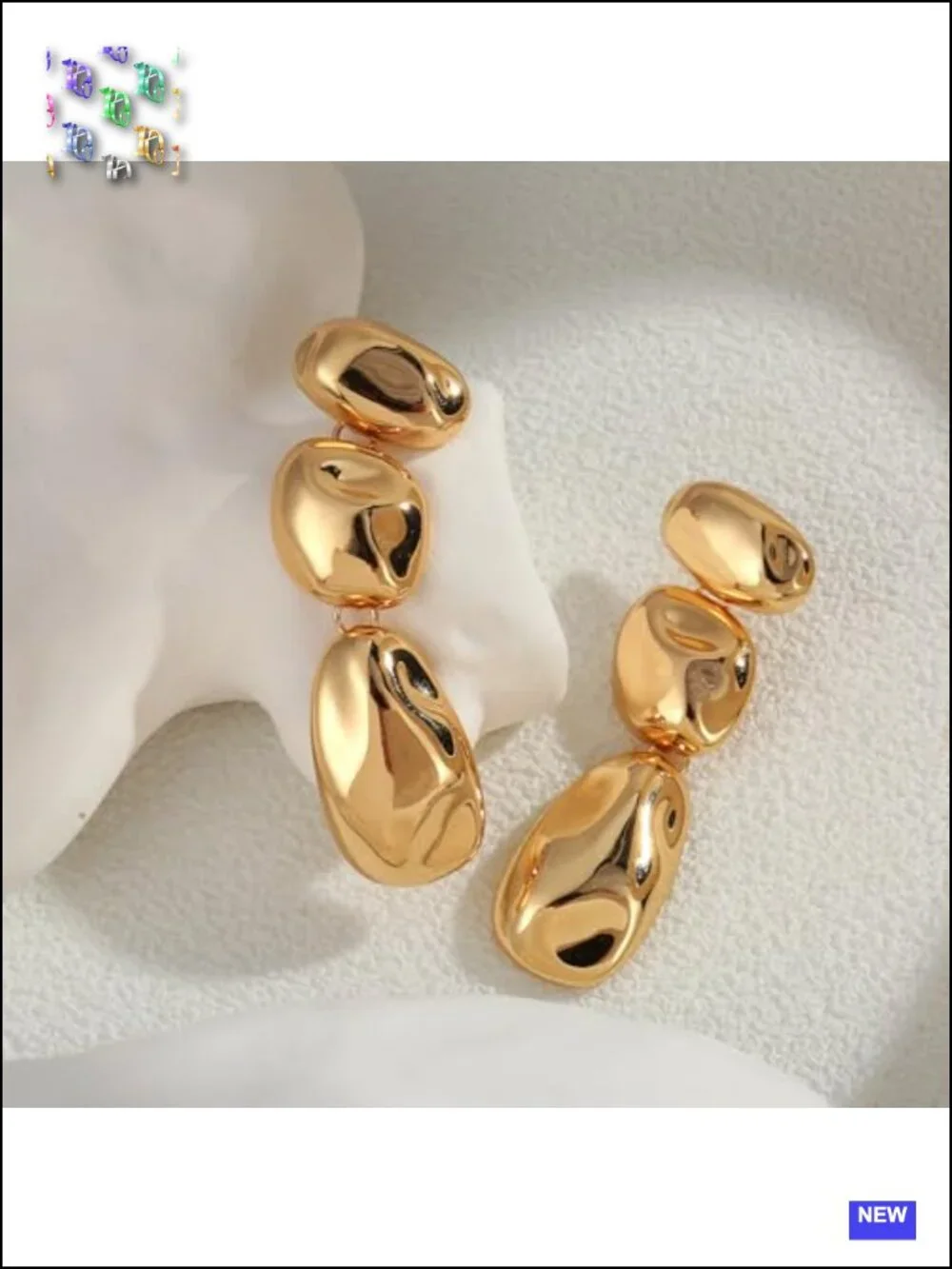 Gold Silver Two Tone Statement Dangle Earrings Stainless Steel Waterproof Non